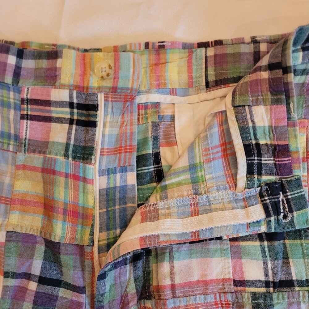 Berle Patchwork Madras Plaid Flat Front Shorts Si… - image 7